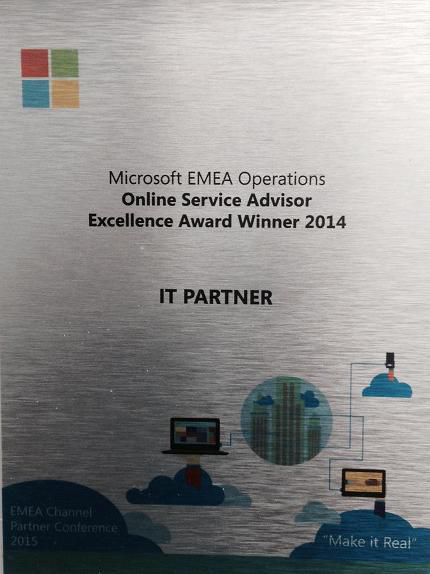 Microsoft EMEA Operations Online Service Advisor Excellence Award Winner 2014